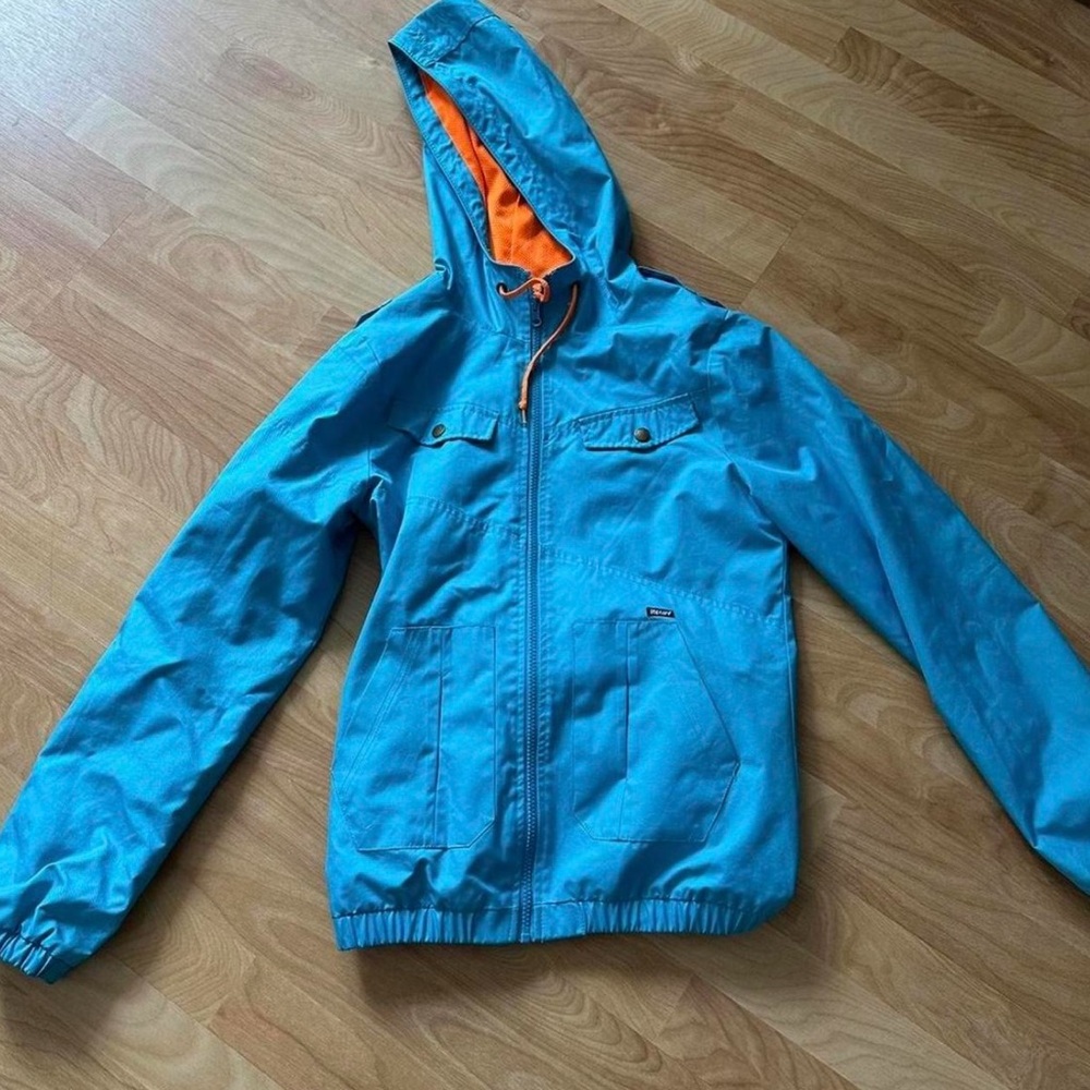 Volcom Raincoat in Blue with Orange Accents